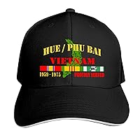 Hue - PHU Bai Vietnam Veteran Unisex Baseball Cap Adjustable Snapback Hats Dad Hat Trucker Hat Sandwich Cap Black