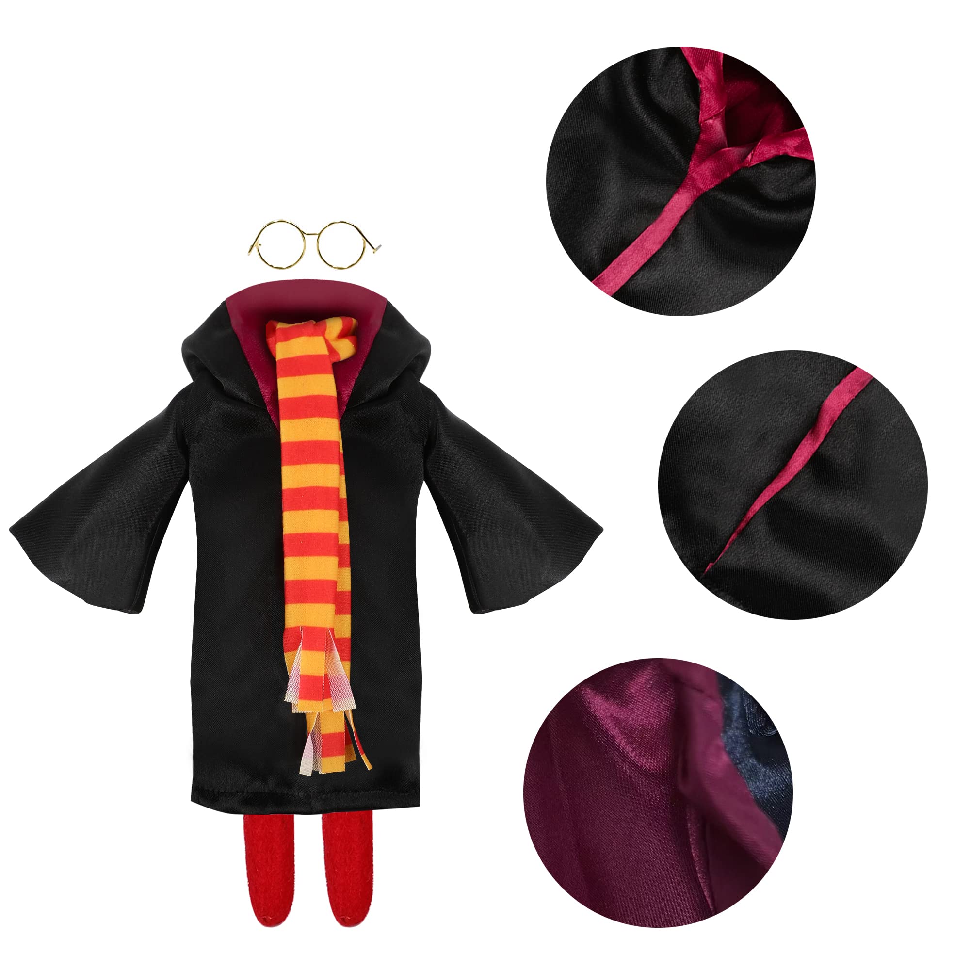 Christmas Elf Doll Accessories Wizard Couture Accessories Set 3PCS Wizard Christmas Doll Clothing Costume Accessories Including Wizard Theme Robe Scarf and Glasses for Elf Doll