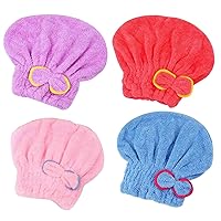 Super Absorbent Hair Towel,Hair Drying Cap 4PCS Super Absorbent Hair Towel Cap Quick Drying Microfiber Elastic Hair Towel Wrap for Women for Women Adults Girls