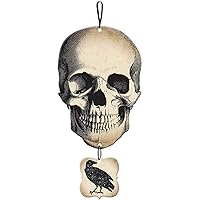 amscan Boneyard Skull & Crow Sign | Creepy Halloween Decoration, Brown (241512)