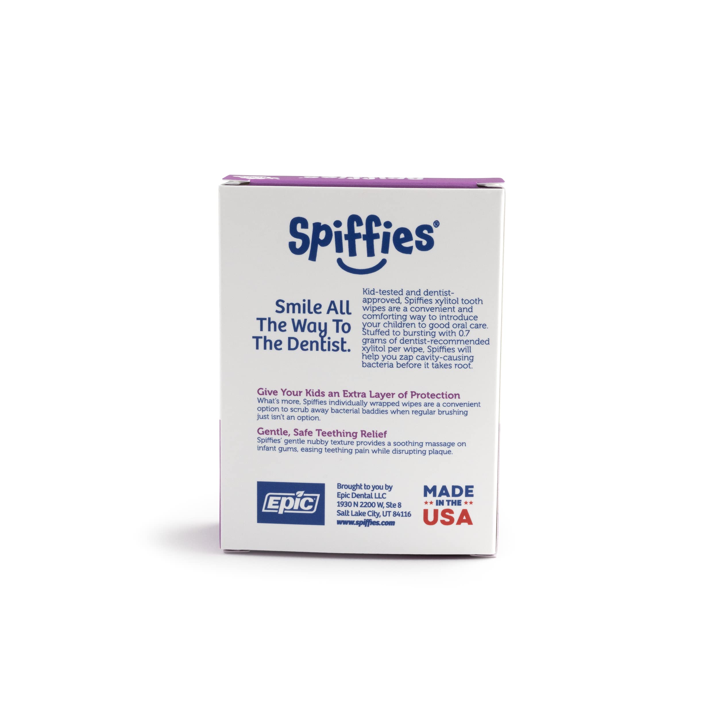 Spiffies Baby Oral Care Tooth Wipes - Gum & Teeth Wipe Tissues for Teething Relief & Cleaning Infant & Toddler Teeth - Baby Tooth Wipes w/Xylitol for Ages 0-12 Months & Up (Grape, 20 Count, 3 Pack)