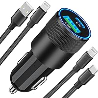 [Apple MFi Certified] iPhone Fast Car Charger, Braveridge 48W Dual USB-C PD/QC3.0 Power Rapid Car Charge Adapter + 2Pack Lightning Cable Quick Car Charging for iPhone 14 13 12 11 Pro/XS/XR/X/8 SE/iPad