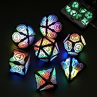 Wireless Light up LED Dice Set of 7 USB Rechargeable Cool Glow Dragon and Dungeon Wireless Glow Dice Role Playing RPG Desktop Game