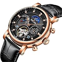 Men Automatic Mechanical Watch Bright Luxury Brand Leather Business Fashion Casual Self Wind Stainless Steel Sports Watch