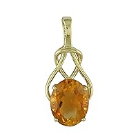 Carillon Citrine Natural Gemstone Oval Shape Pendant 925 Sterling Silver Anniversary Jewelry | Yellow Gold Plated