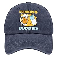 Drinking Buddies Father’s Day Beer Milk Baseball Cap Mom Hat Navy Blue Mens Trucker Hats Gifts for Girlfriends Beach Hat