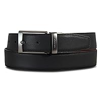 Men's Reversible Leather Casual and Dress Belts with Metal Buckle