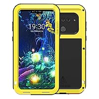 Compatible with LG V60 ThinQ Metal Bumper Military Rugged Case with Screen Protector Silicone Full body Hybrid Solid Shockproof Heavy Duty Tough Back Cover Compatible with LG V60 ThinQ(Yellow)