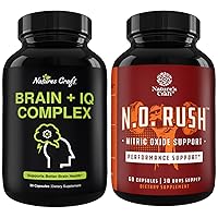 Bundle of Nootropic Memory Supplement and Energizing Nitric Oxide Supplement for Men - for Brain Boost and Natural Energy Booster - for Intense Muscle Growth Performance Endurance and Recovery