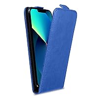 Case Compatible with Apple iPhone 13 in Brilliant Blue - Flip Style Case Made of Smooth Faux Leather - Wallet Etui Cover Pouch PU Leather Flip