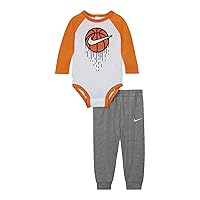 Nike Baby Boy's Sportball Bodysuit Pants Set (Infant) Carbon Heather 3 Months (Infant)