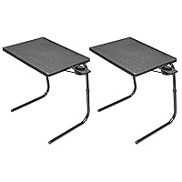 Table-Mate II Folding TV Tray Table and Cup Holder with 6 Height and 3 Angle Adjustments The Original TV Tray (Black, 2-Pack)
