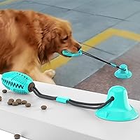 Dog Chew Toys, Dogs Training Treats Teething Rope Toys with Suction Cup for Boredom, Indoor Interactive Toy for Dog Puzzle Treat Food Dispensing Ball Toy, Suitable for S M L Size of Dogs (4 Colors)