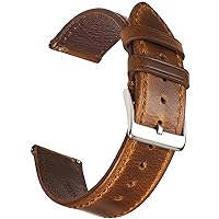 Leather Watch Band, Italian Crazy Horse/Oil-Waxed/Vegetable-Tanned Leather, Quick Release Watch Strap for Men and Women, Band Width 18mm 19mm 20mm 21mm 22mm