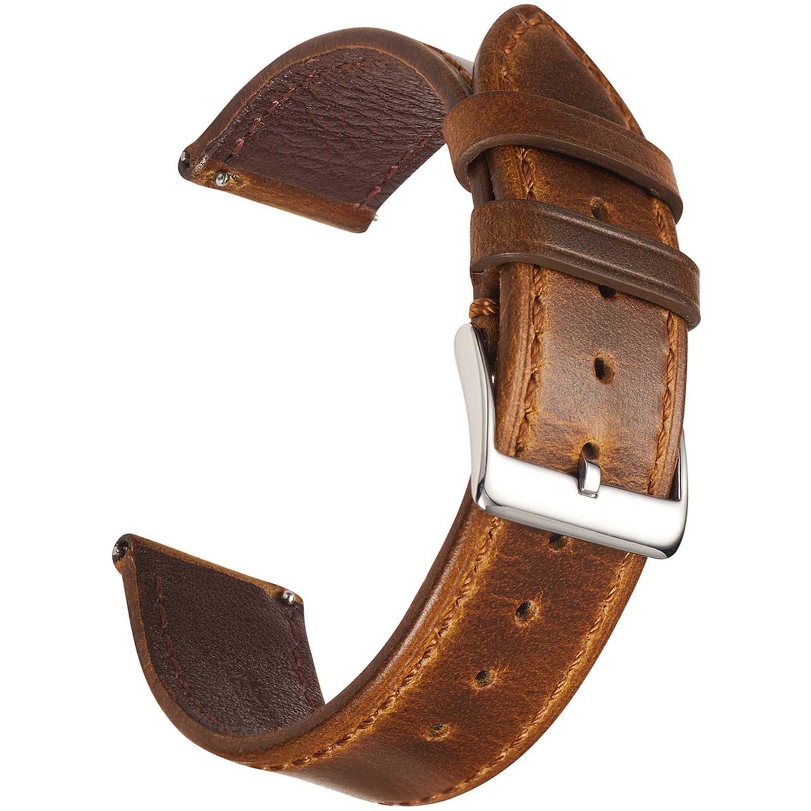 Getalia Leather Watch Band, Italian Crazy Horse/Oil-Waxed/Vegetable-Tanned Leather, Quick Release Watch Strap for Men and Women, Band Width 18mm 19mm 20mm 21mm 22mm
