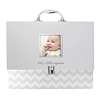 Pearhead Baby Briefcase and Document Organizer, All In One Expanding File Folder, Baby's Paperwork and Records, Newborn Keepsake and Memory Box with Labels, Baby Girl or Baby Boy Gift, Gray Chevron