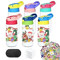 Kids Sublimation Tumblers, Sublimation Sippy Cup Blank, 6 PACK 12oz Sublimation Water Bottle Blanks for DIY Crafting Gift (6)