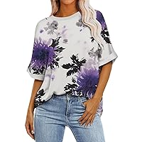 Summer Tops 2024 Womens Oversized T Shirts Short Sleeve Loose Shirt Trendy Casual Tee Blouses Tie Dye Floral Tunics