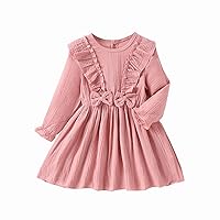 Casual Dresses Girls and Autumn Long Sleeve Bow A Line Dresses Plus Size First Dress