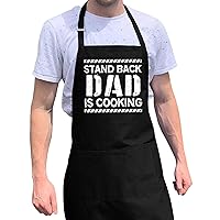 Stand Back Dad Is Cooking, Professionally Printed Funny BBQ Grill Apron for Men - Adjustable One Size Fits All