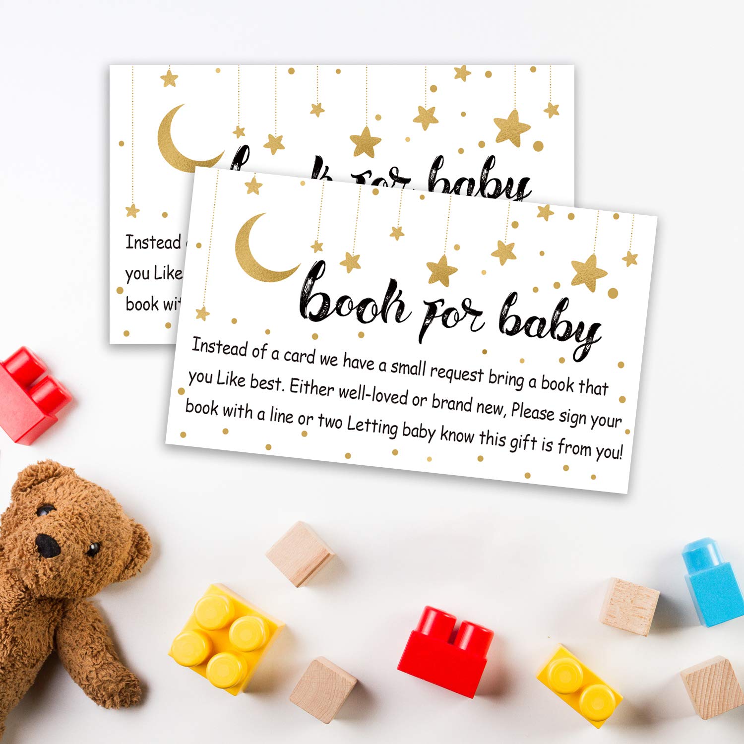 Books for Baby Shower Request Cards (50 Pack), Baby Shower Invitation Inserts.