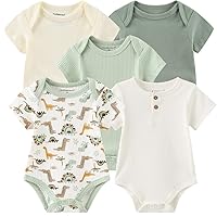 Kiddiezoom newborn Baby Unisex Cotton Bodysuits 0-12 Months Baby Gift 5-pack Baby clothes