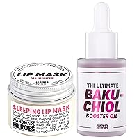 Save 10% Perfect Pout & Glowing Skin Set: Handmade Heroes 100% Natural Vegan Lip Mask & Bakuchiol Booster Oil