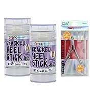 Onyx Professional Cracked Heel Repair Balm Stick (2 Pack) Dry Cracked Feet Treatment, Lavender Scent & Ingrown Toenail Kit with Toenail Clippers & Double-Ended Cuticle Pusher