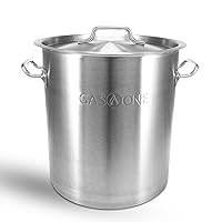 GasOne Stainless Steel Stockpot – 20qt Stock Pot with Lid and Capsule Bottom – Heavy-Duty Cooking Pot for Beer Brewing, Soup, Seafood Boil – Satin Finish Stainless Steel Soup Pot