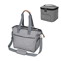 Luxja Breast Pump Tote with A Breastmilk Cooler Bag (Hold Four 5 Ounce Breastmilk Bottles) Bundle, Gray