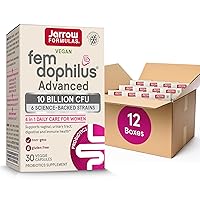 Jarrow Formulas Fem-Dophilus Advanced Probiotics 10 Billion CFU with 6 Science-Backed Strains, Supplement for Vaginal, Urinary Tract & Digestive Support, 30 Veggie Capsules, 30 Day Supply, Pack of 12