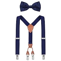 WELROG Kids Toddler Suspenders and Bowtie Set for Boys Girls and Baby Birthday Photography (3 Sizes)
