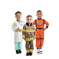 Little Adventures Career Wear Astronaut, Firefighter, Doctor Costume Set - Machine Washable Pretend Play (Size Medium Age 3-5)