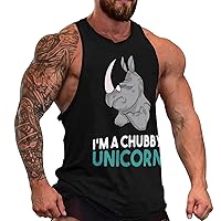 Funny Chubby Unicorn Men's Workout Tank Top Casual Sleeveless T-Shirt Tees Soft Gym Vest for Indoor Outdoor