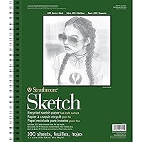 Strathmore 400 Series Sketch Pad, Recycled Paper, 11x14 inch, 100 Sheets - Artist Sketchbook for Drawing, Illustration, Art Class Students