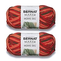Bernat Maker Home Dec Spice Varg Yarn - 2 Pack of Easy to Use Yarn for Beginners – Cotton & Nylon Blend – Gauge #5 Bulky Yarn for Knitting, Crocheting, Crafts & Amigurumi