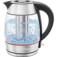 1.8L 1500W Glass Electric Kettle with Tea Infuser, Keep Warm, Auto Shut Off, BPA Free - Stainless Steel