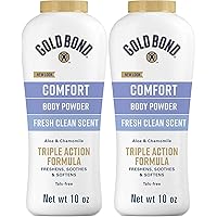 Gold Bond Ultimate Comfort Body Powder 10 oz. (Pack of 2), Talc-Free Formula with Aloe & Chamomile