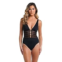 La Blanca Women's Standard Island Goddess Mesh Over The Shoulder One Piece Swimsuit