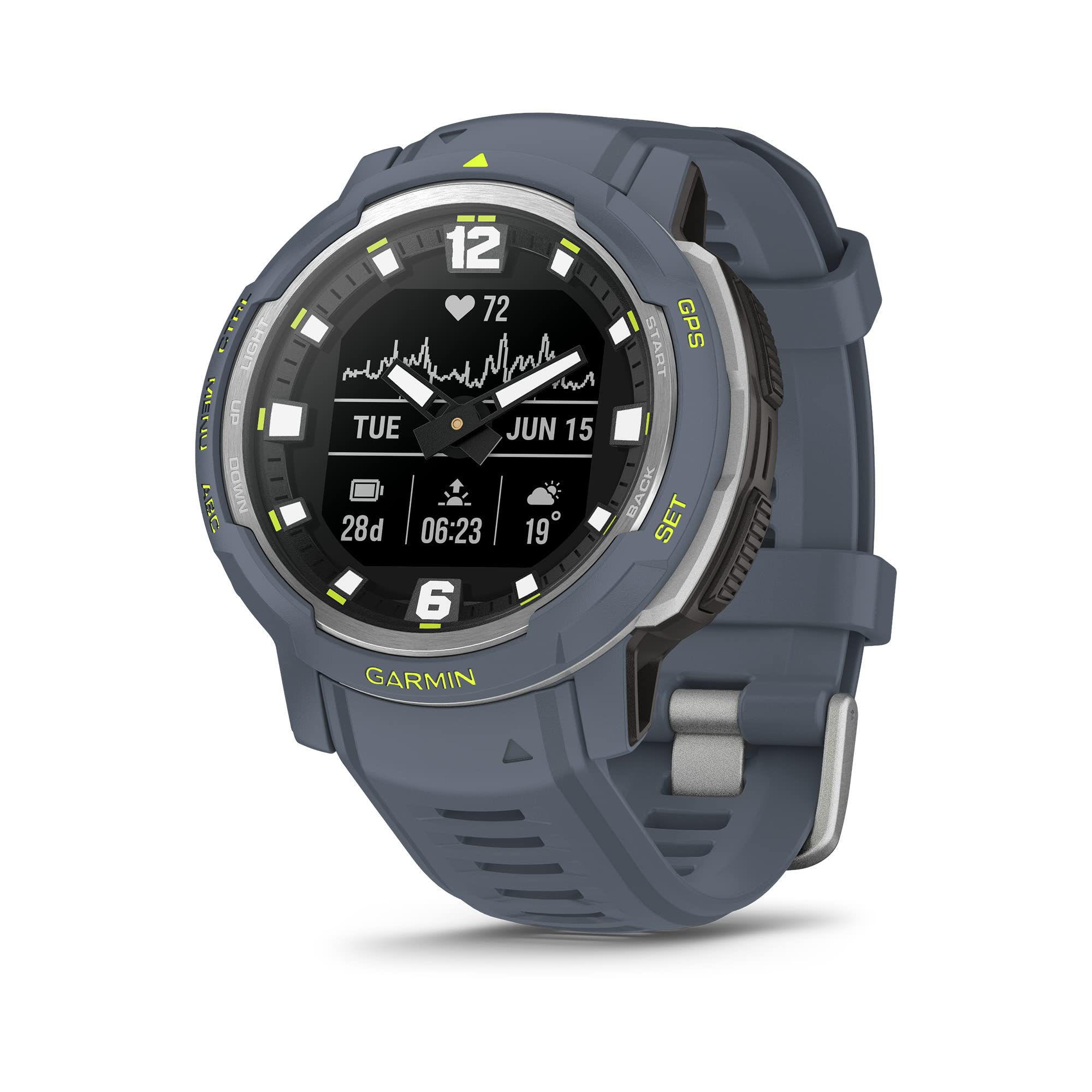 Garmin Instinct Crossover, Rugged Hybrid Smartwatch, Analog Hands and Digital Display, Blue Granite