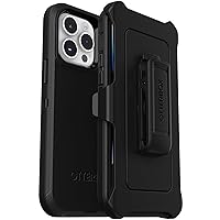 OtterBox iPhone 14 Pro Max Defender Series Case - BLACK , rugged & durable, with port protection, includes holster clip kickstand