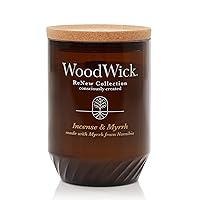 WoodWick® Renew Large Candle, Incense & Myrrh Scented Candles, 13oz, Plant Based Soy Wax Blend, Christmas Gift, Made with Upcycled Materials and Essential Oils, Up to 75 Hours of Burn Time