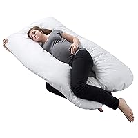 Full Body Pillow for Pregnancy - Maternity Pillow with Contoured U-Shape for Comfort, Alignment, and Support in Bed or Nursing by Bluestone (White)