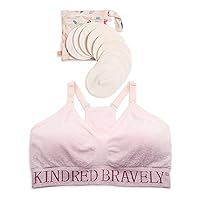 Kindred Bravely Hands Free Pumping Sports Bra (Ombre Purple, Small) & Organic Washable Breast Pads Bundle