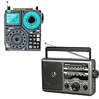 Portable Shortwave Radio with 5W Bass Sound, AIR/AM/FM/VHF/SW/WB Worldband Radio with Bluetooth and APP Control,AM FM Portable Radio Battery Operated Radio by 4X D Cell Batteries Or AC Power