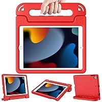 LTROP Kids Case for iPad 9th/ 8th/ 7th Generation 10.2-inch (2021/2020/ 2019) - iPad 10.2 Case for Kids, Light Weight Convertible Handle Stand Child-Proof Case for iPad 9 8 7 Gen 10.2 Inch, Red