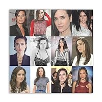 RUIUIPTG Sexy Actress Poster Jennifer Connelly Collage Art Poster Canvas Painting Wall Art Poster for Bedroom Living Room Decor 16x16inch(40x40cm) Unframe-style