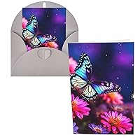 Greeting Cards with Envelopes Blank Greeting Card Thank You Card Butterfly Flowers Folding Blank Card Note Cards for Party Holiday Blank Greeting Note Cards 8