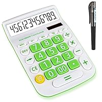 Calculators Desktop, Two Way Power Battery and Solar Desk Calculator, Big Buttons Easy to Press Used as Calculators for Desk, 12 Digit Adding Machine Calculators Large Display Clearly (Green)