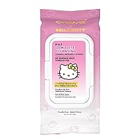 The Crème Shop x Hello Kitty 3-in-1 Towelettes: Rose Water & Strawberry - Complete Cleansing for Face and Body - Cleanse, Exfoliate, and Hydrate with Refreshing Floral and Fruit Infusions